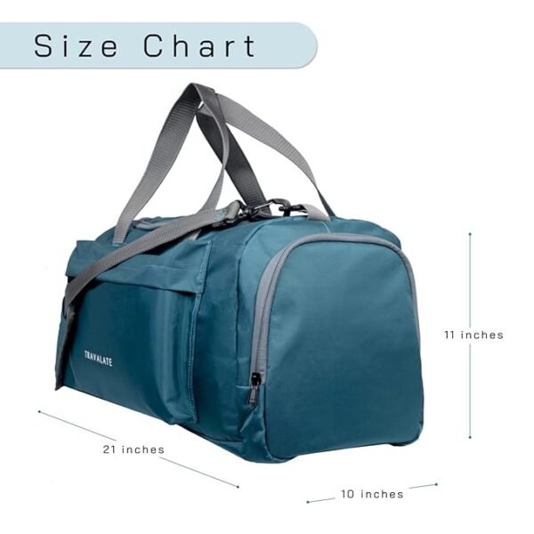 TRAVALATE Travel Duffle Luggage Bag Organizer | Multi Pocket Ultra-Light| Polyester 45 Lt| Men And Women | 21 X 09 X 11 Inch | Sea Green, 22.86 cm - Image 6