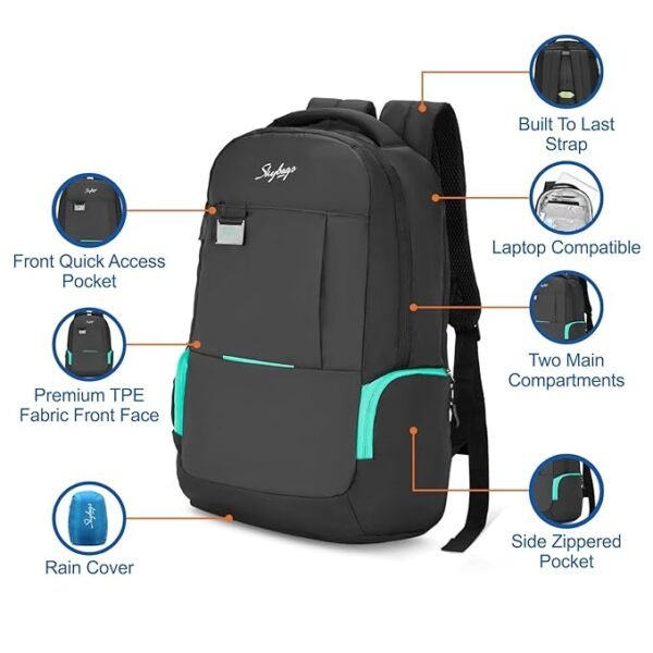 Skybags Fox Business Pro Laptop Backpack Black - Image 3