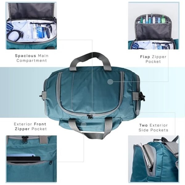 TRAVALATE Travel Duffle Luggage Bag Organizer | Multi Pocket Ultra-Light| Polyester 45 Lt| Men And Women | 21 X 09 X 11 Inch | Sea Green, 22.86 cm - Image 2