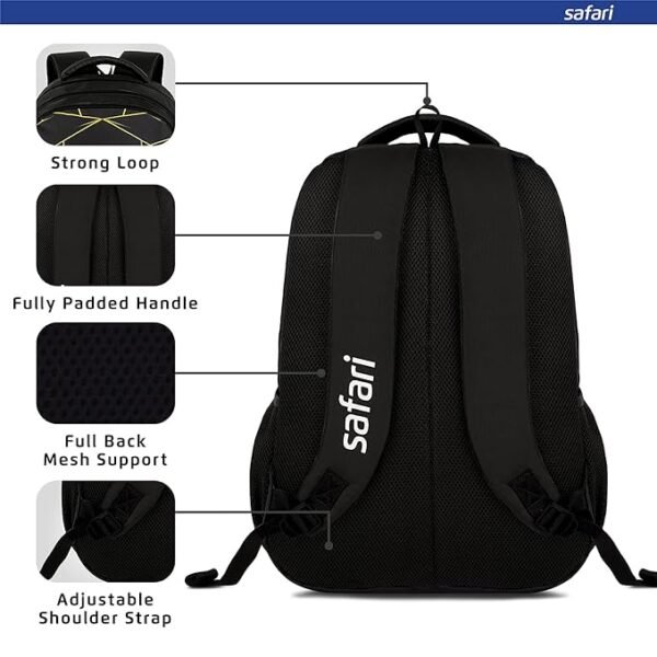 Safari Hitech Water Resistant Standard Backpack - Black - Image 5