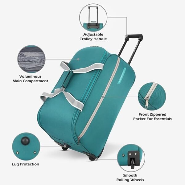 Lavie Sport Polyester Lino Wheel Duffel Bag - Image 3